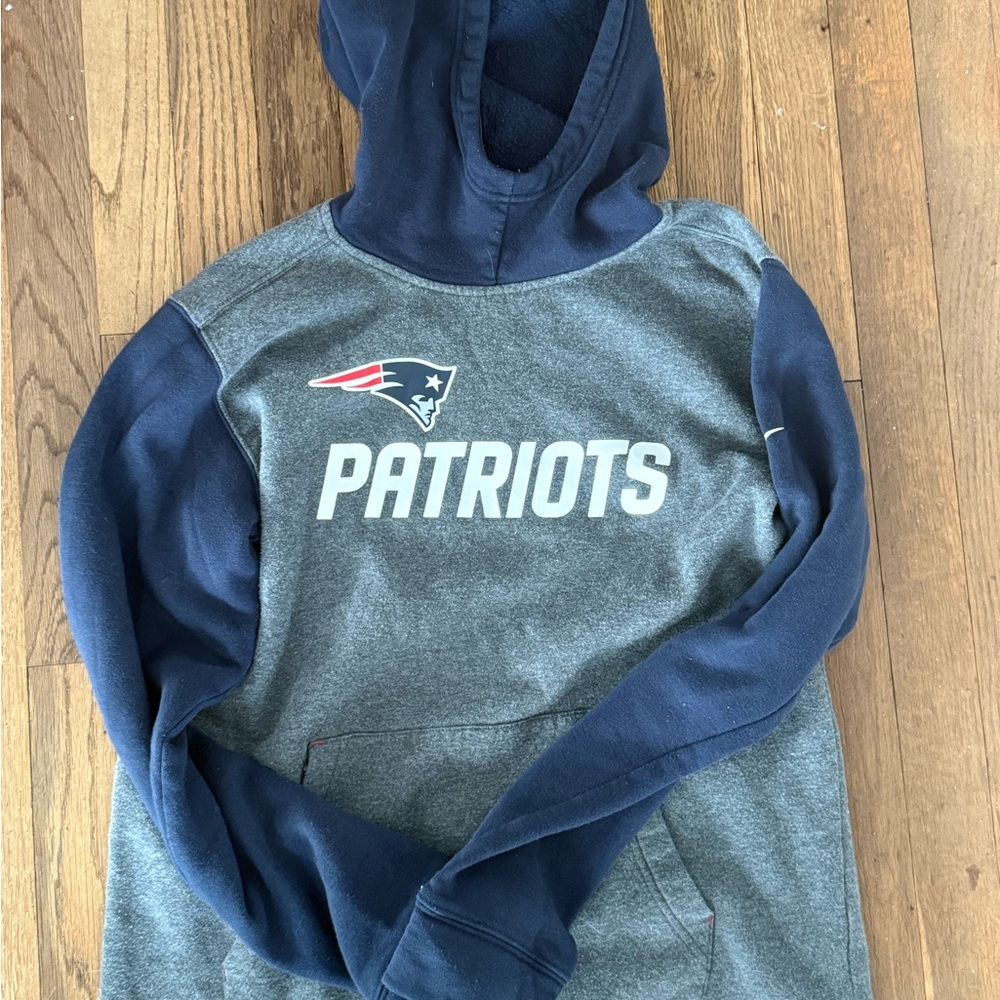 Nike Gray and Navy Patriots Hoodie